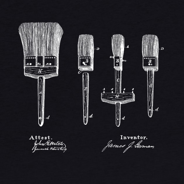 Paint Brushes Vintage Patent Drawing by TheYoungDesigns